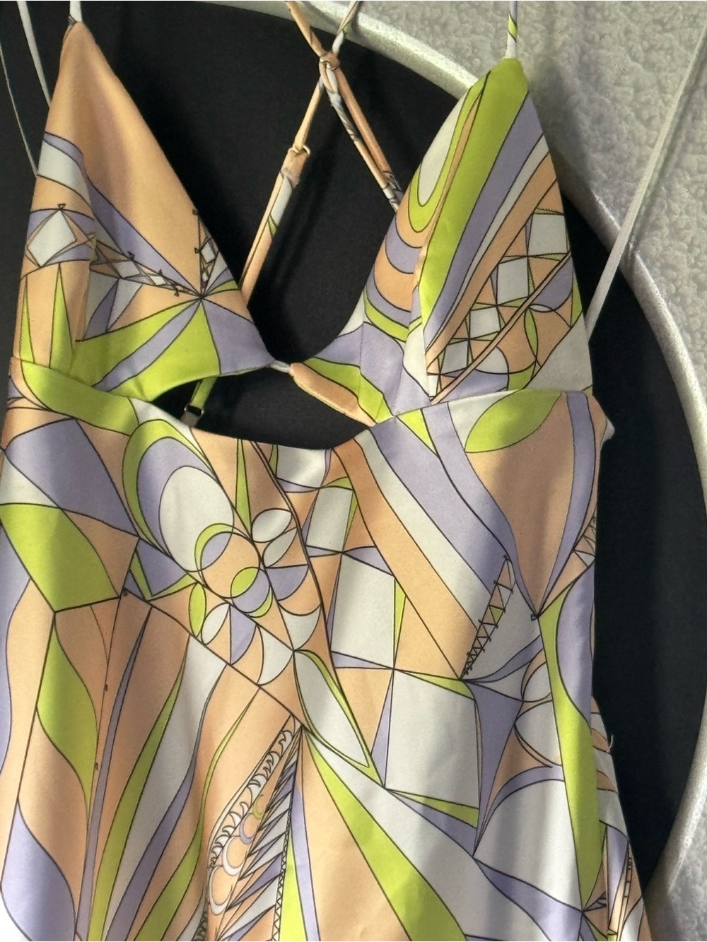 Zara Pastel Abstract Cutout Slip Mini Dress - Blue, Green, Cream - Picture 10 of 10